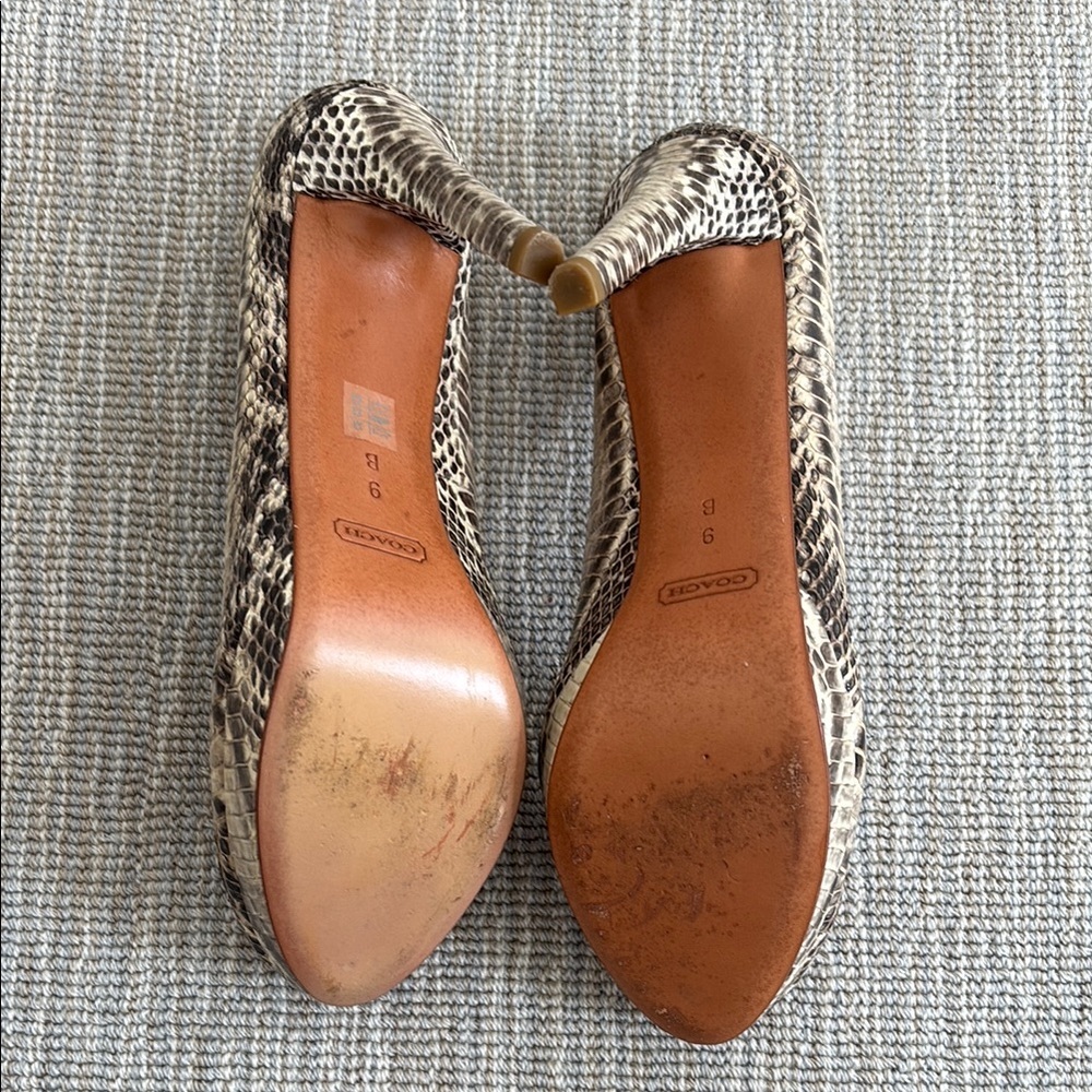 Coach Beige Snakeskin Heels - Picture 4 of 5
